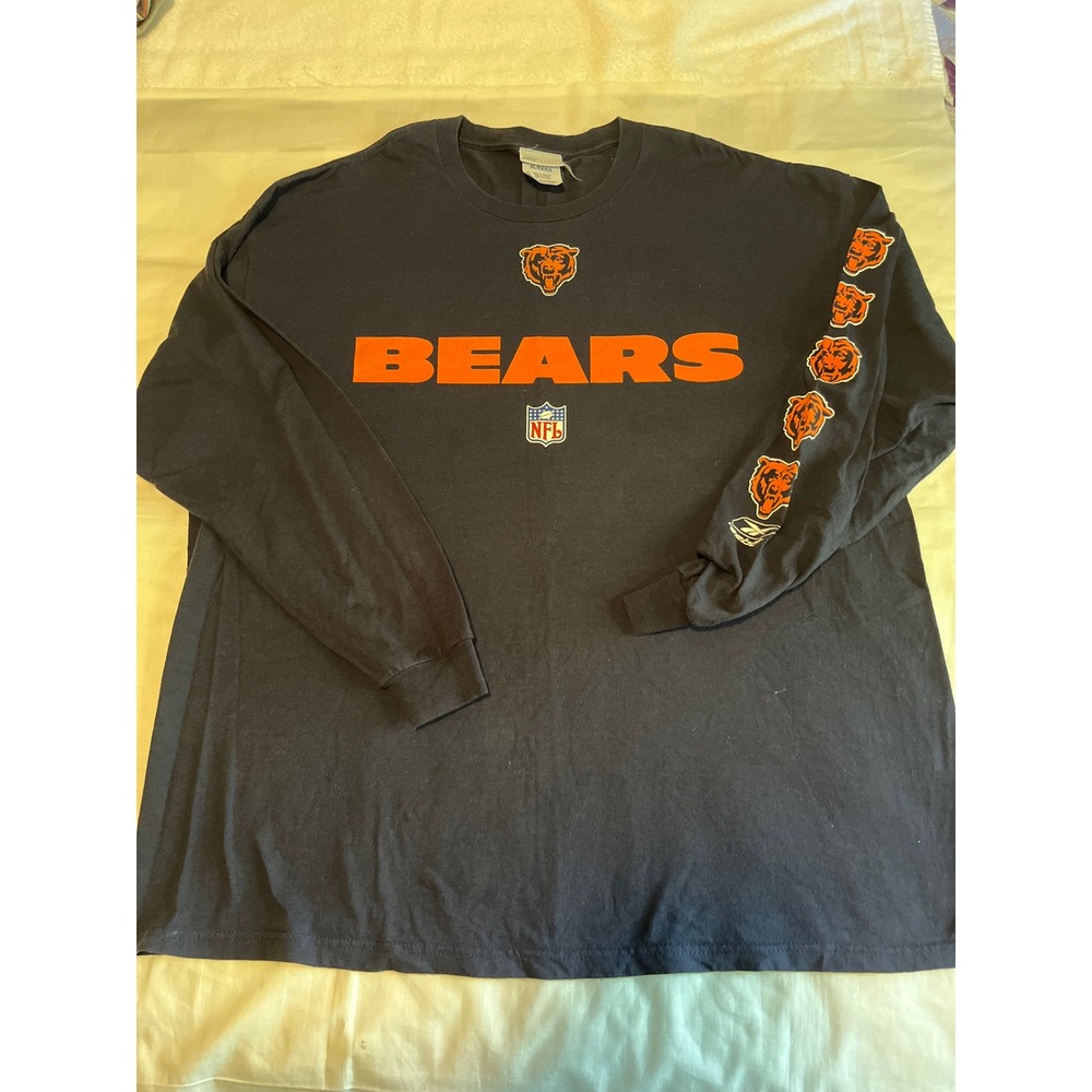 Reebok NFL Chicago Bears Long Sleeve T-Shirt Navy Blue XL P200A